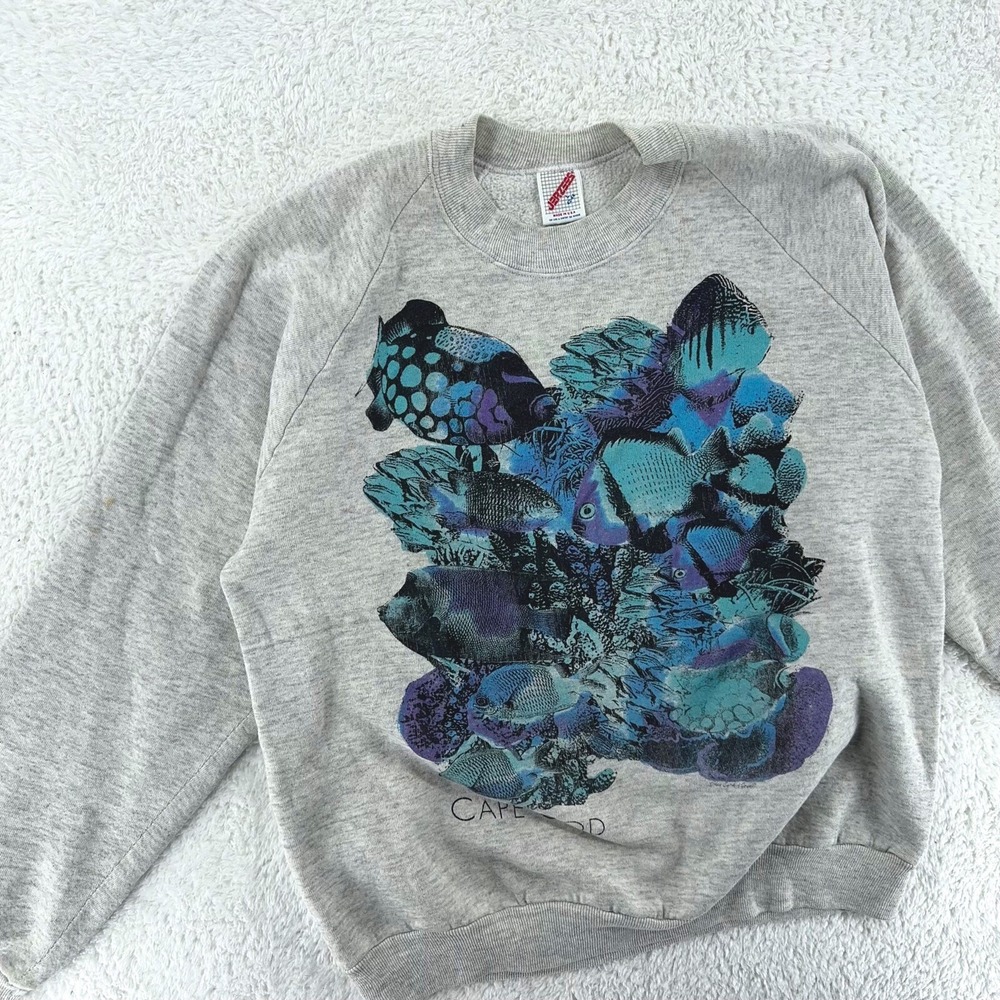 vintage 90s CAPE COD CORAL REEF CREWNECK SWEATSHIRT MEDIUM surf beach‎